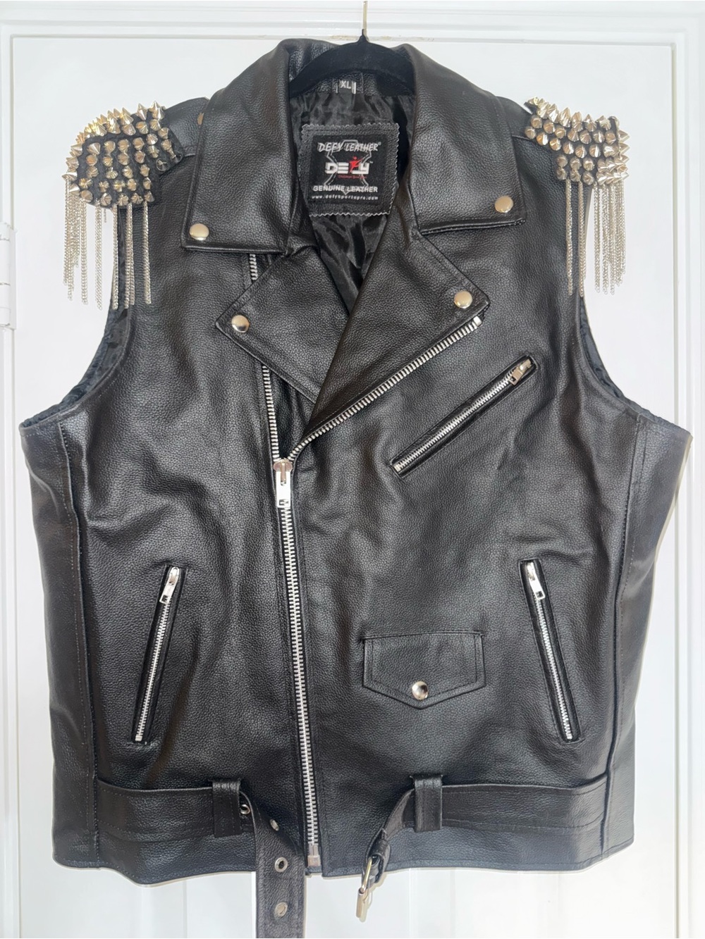 DEFY Leather Genuine Leather Vest- Black